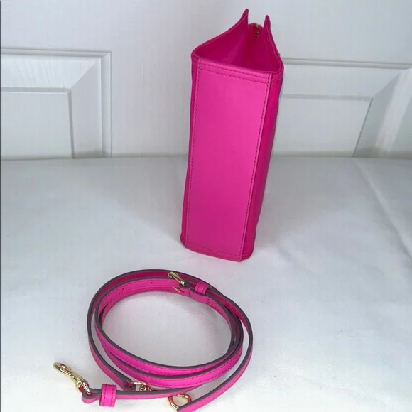 Tory Burch Ella Nylon & Leather Mini Tote Bright Pink NWT - Picture 7 of 9